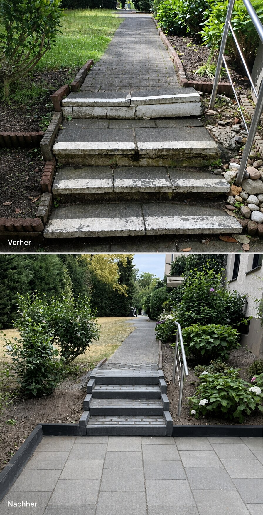 Vorher-Nachher-Vergleich einer erneuerten Stufenanlage